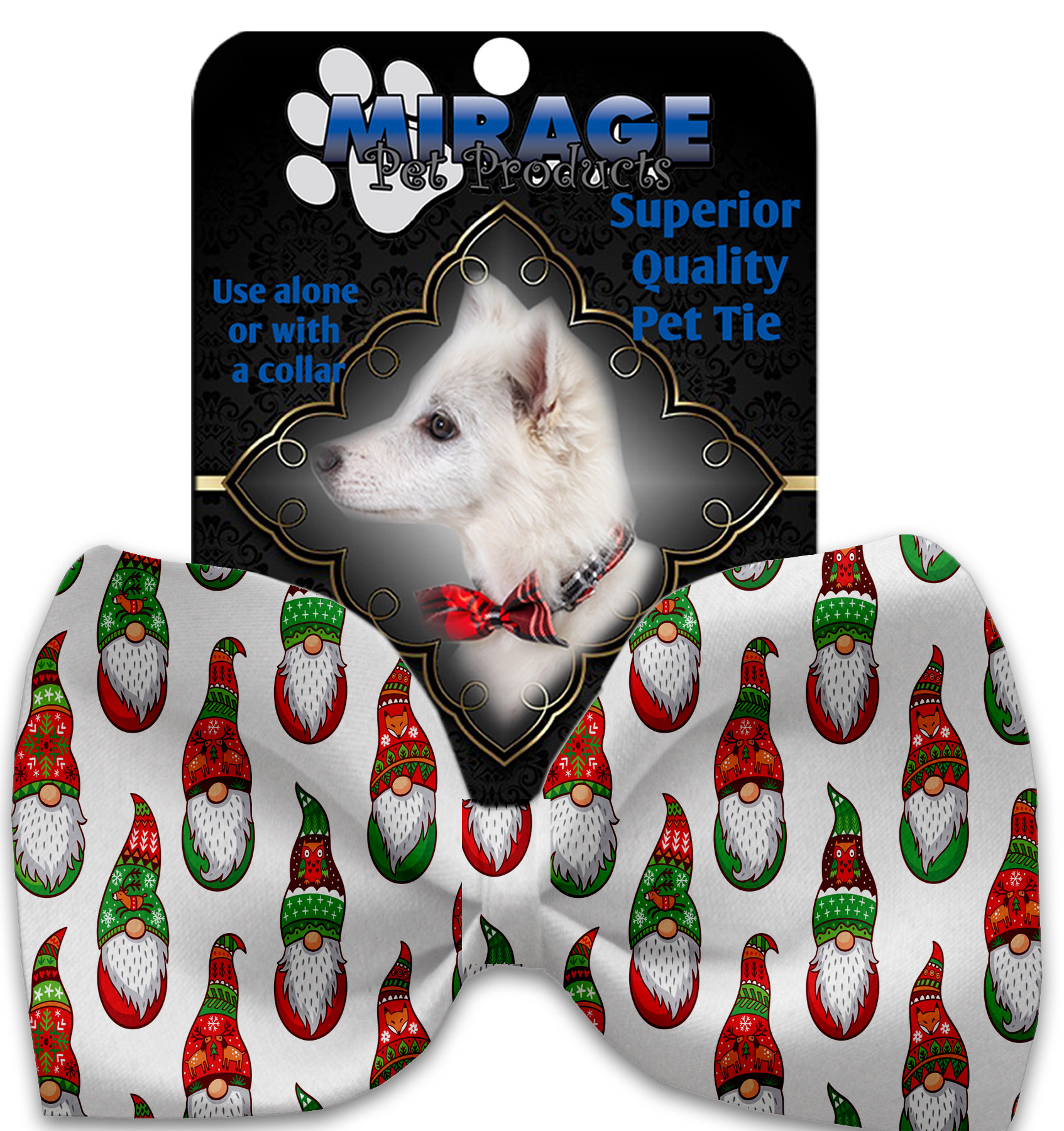 Santa Gnomes Pet Bow Tie Collar Accessory with Velcro